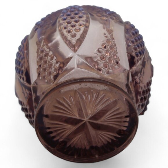 EAPG Geometric Pattern Opalescent Decorative Rose Bowl Glass Purple - Picture 6 of 6